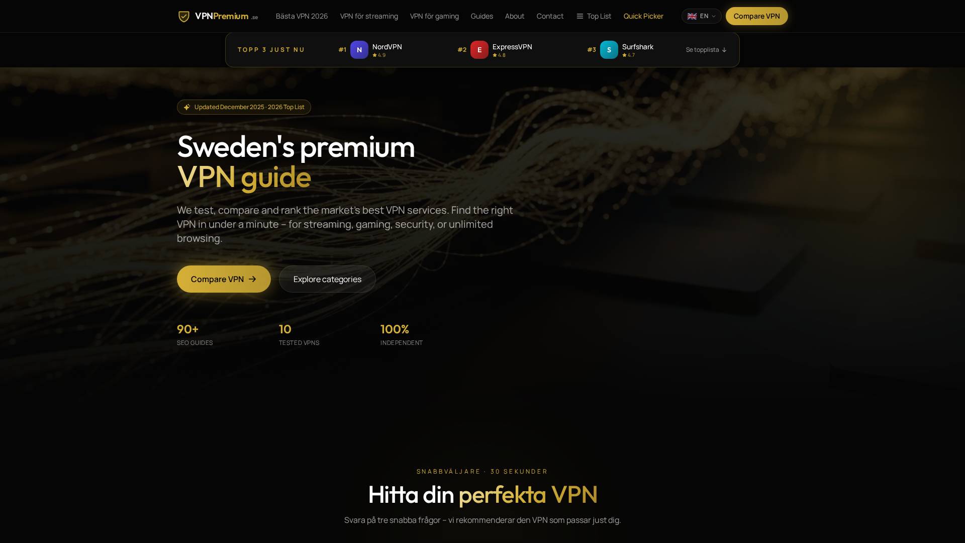 Skärmdump av VPNPremium.se